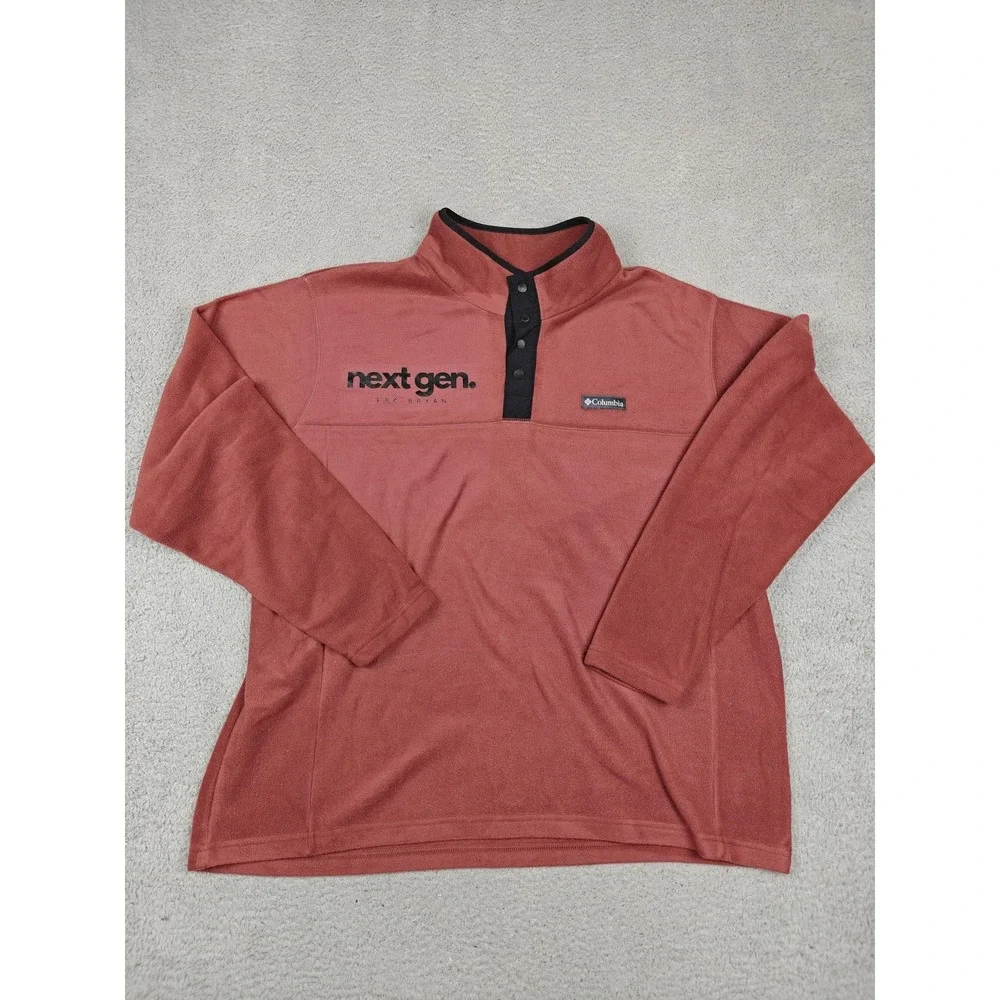 Columbia Jacket‎ Mens 2XL Orange Fleece Snap Pullover Anorak Next Gen Chest Logo